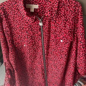 Michael Kors Vibrant Red and Black Blouse